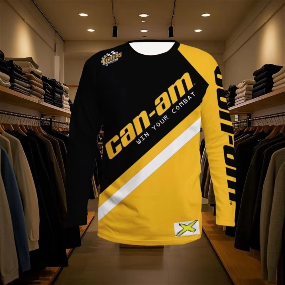 Mens Fashion Summer - Motosiklet Yarışı Uzun Kollu Yuvarlak Yaka